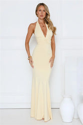 Chic Spark Halter Maxi Dress Yellow