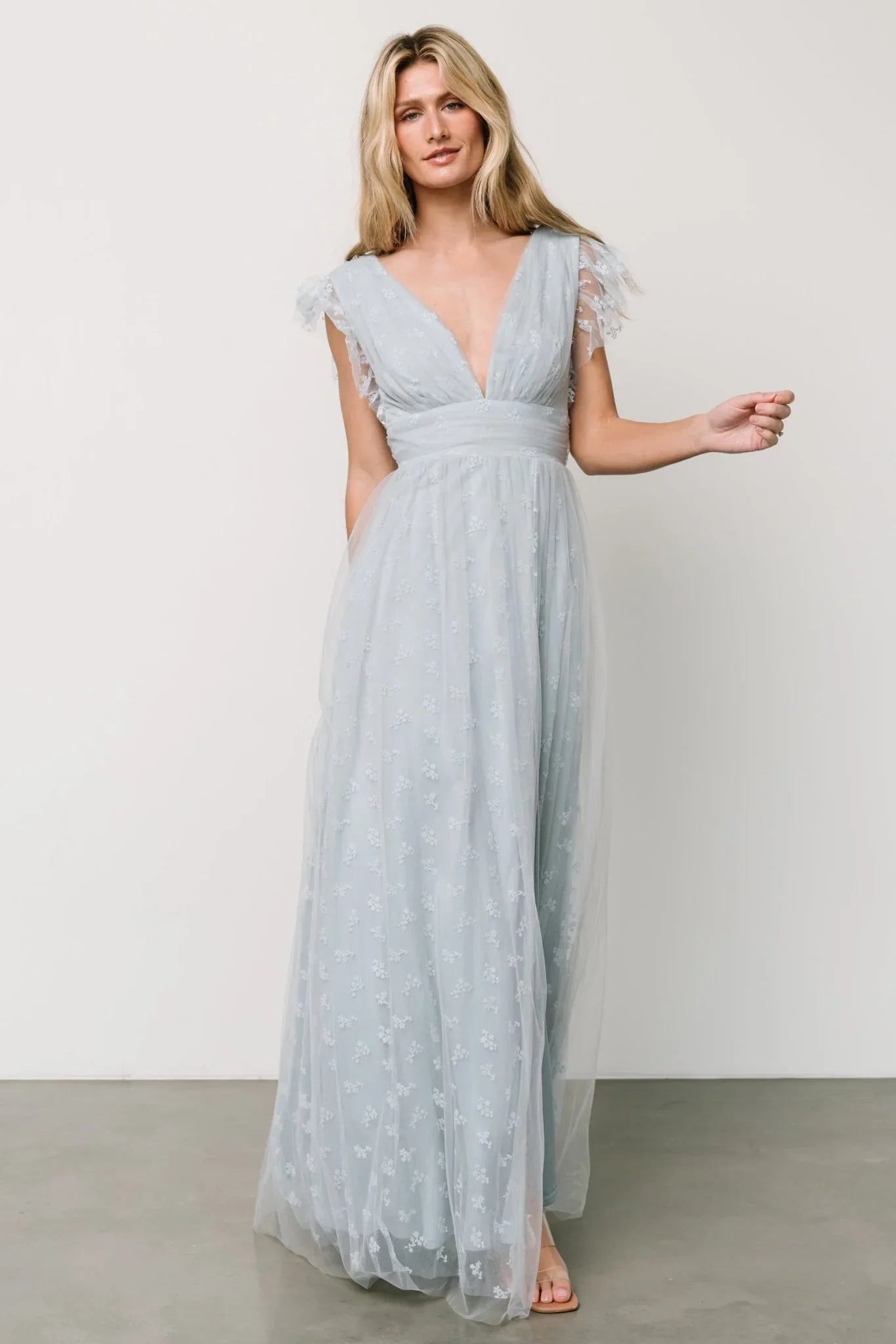 Caterina Tulle Maxi Dress | Light Blue