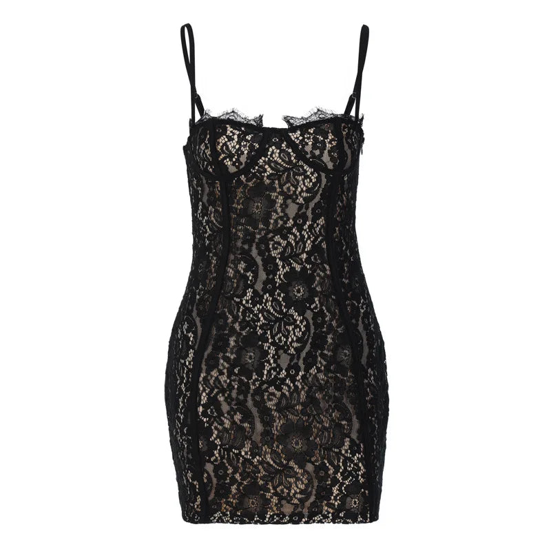 Callie Lace Strap Mini Dress