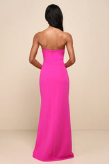 Effortless Radiance Magenta Strapless Mermaid Maxi Dress